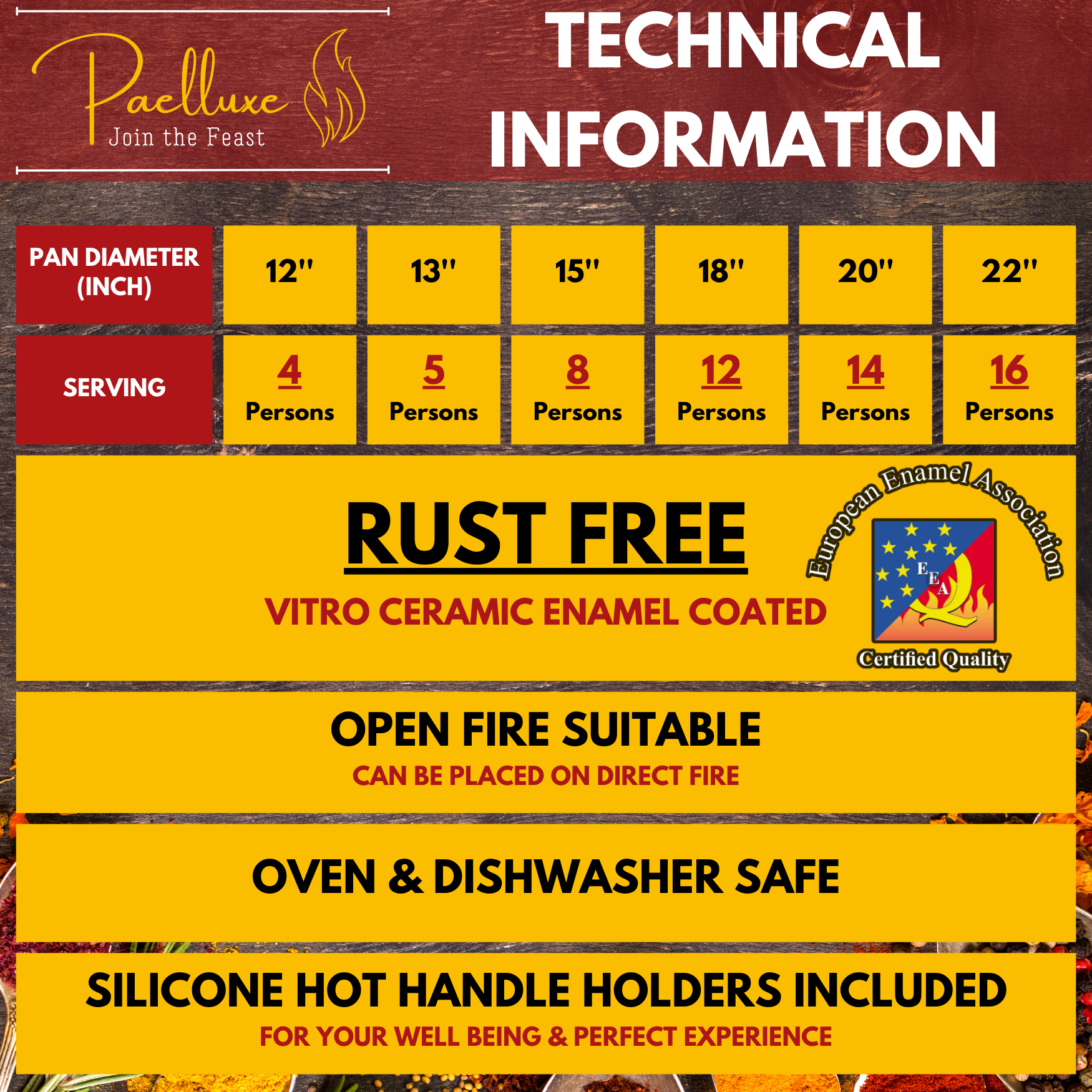 Paelluxe 18'' Paella Pan