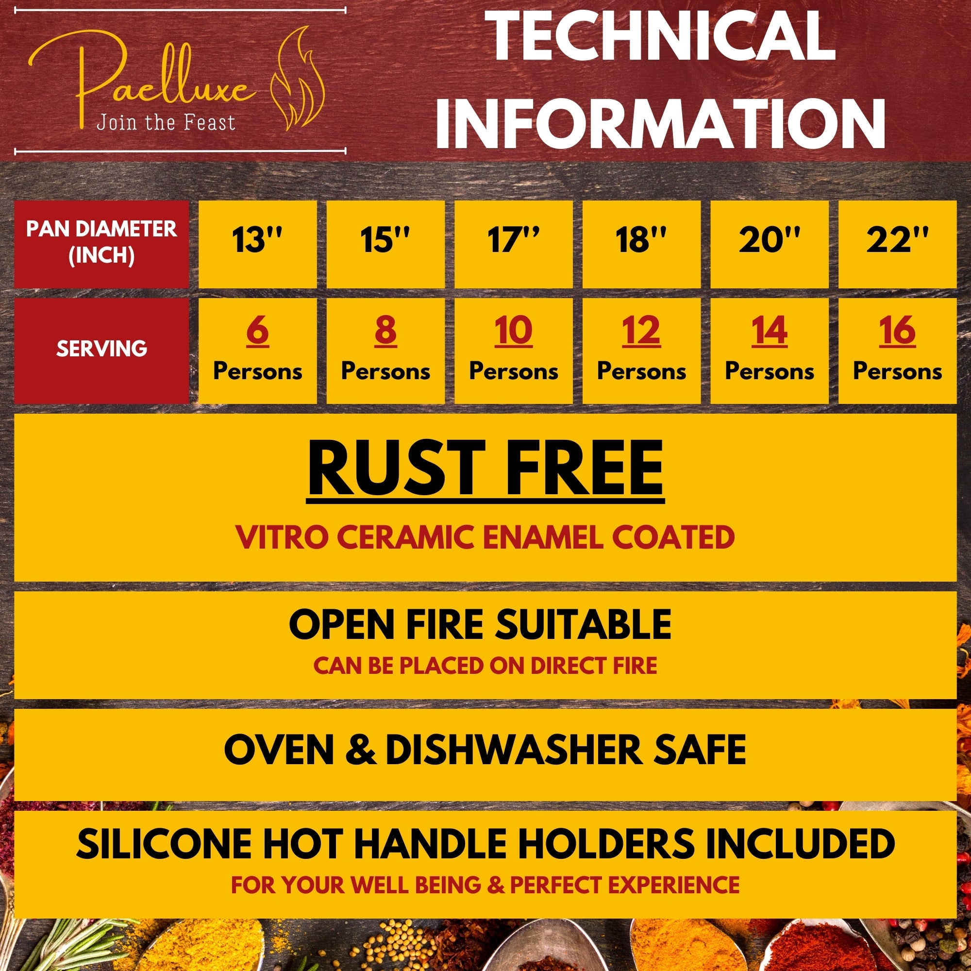 Paelluxe 17" Paella Pan