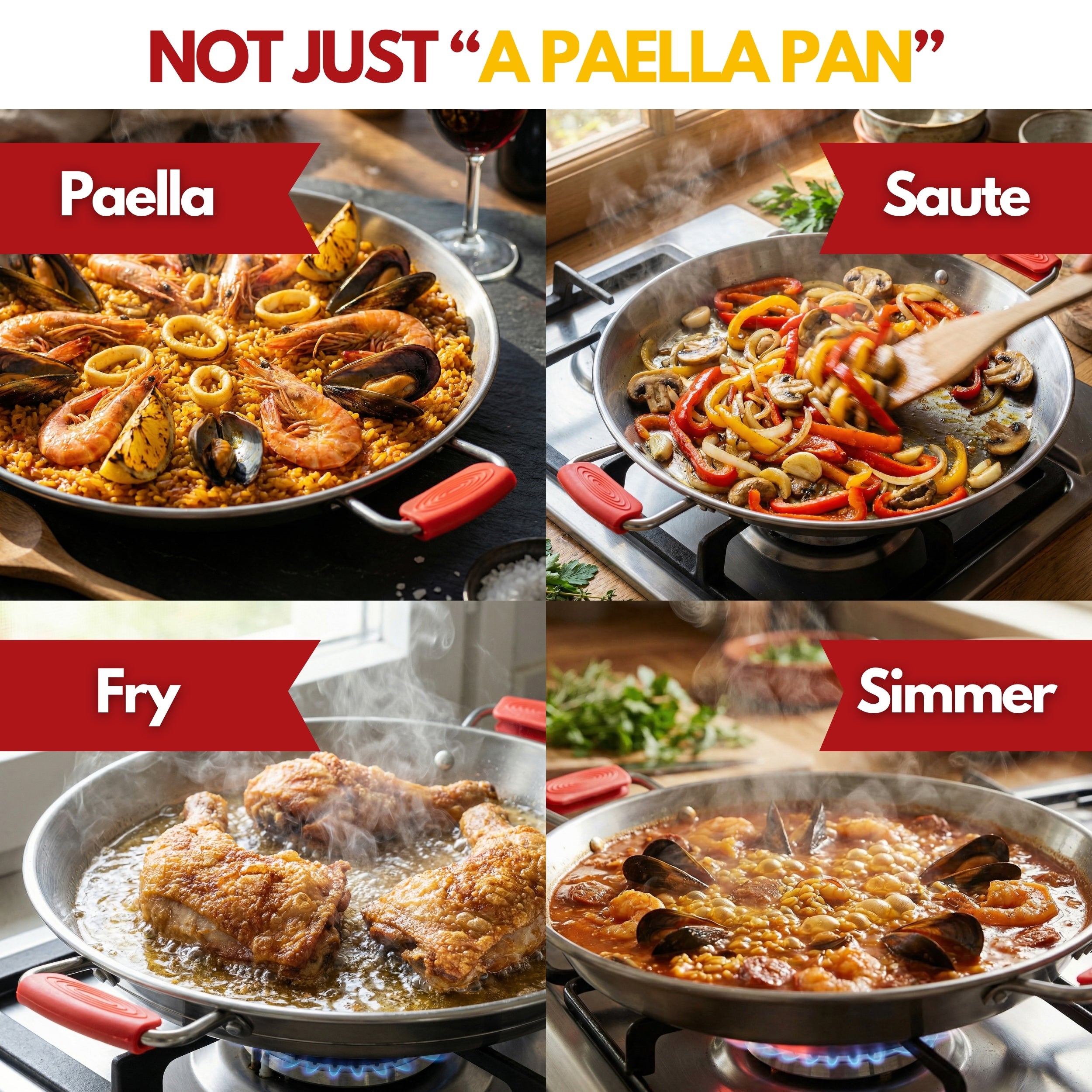 Paelluxe 16" Stainless Steel Paella Pan