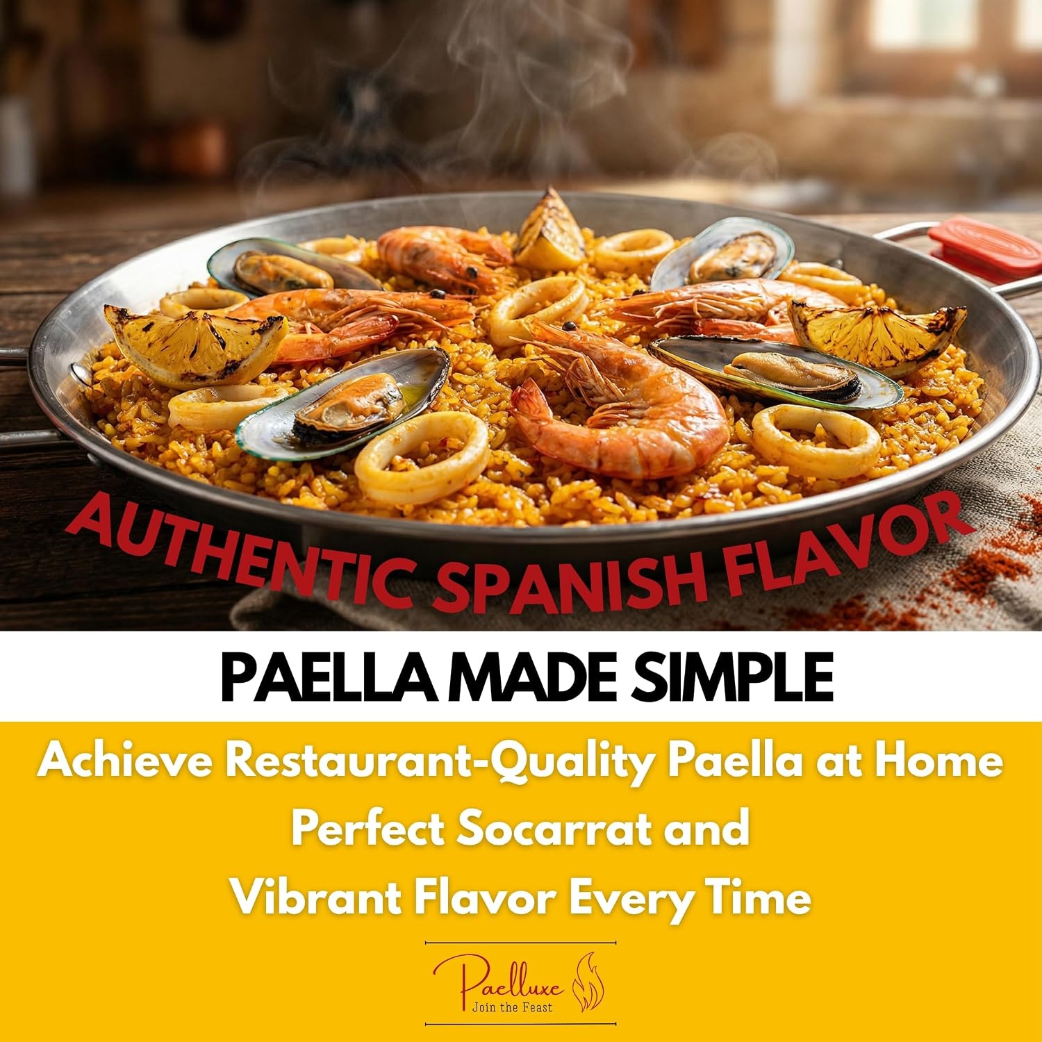 Paelluxe 12" Stainless Steel Paella Pan - 4 Servings