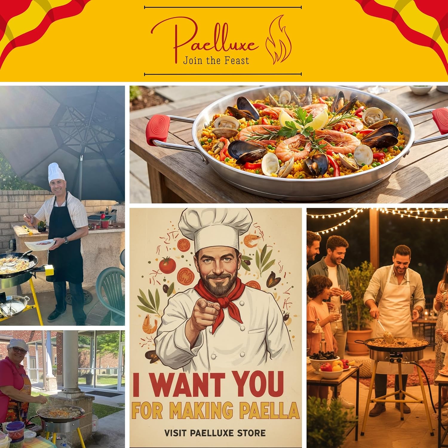 Paelluxe 12" Stainless Steel Paella Pan - 4 Servings
