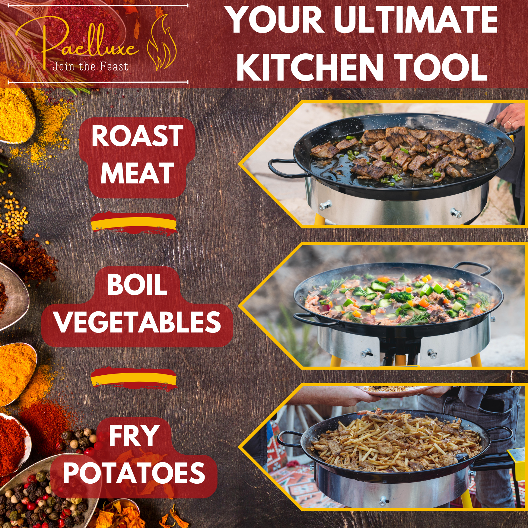 Paelluxe 15'' Paella Pan