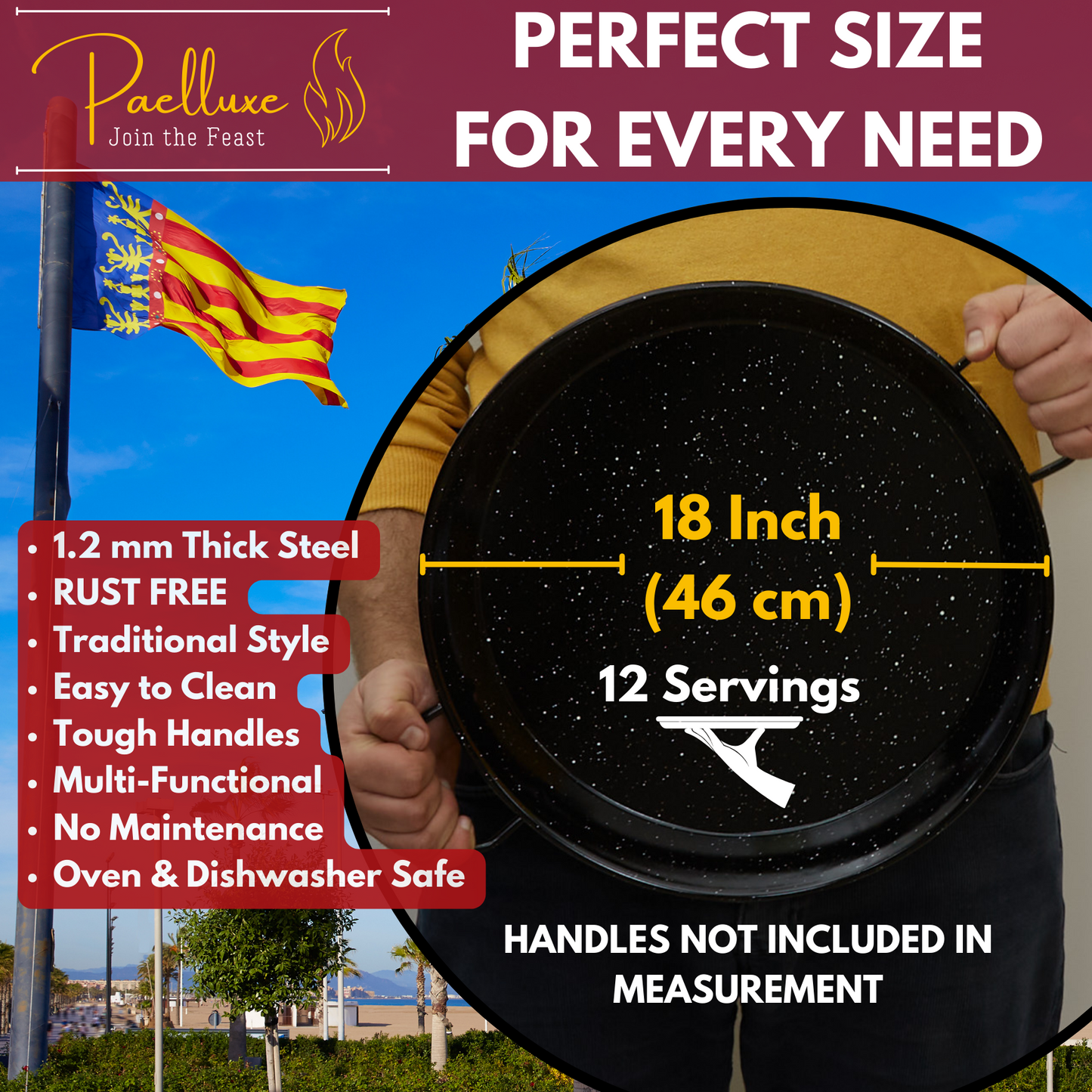 Paelluxe 18'' Paella Pan