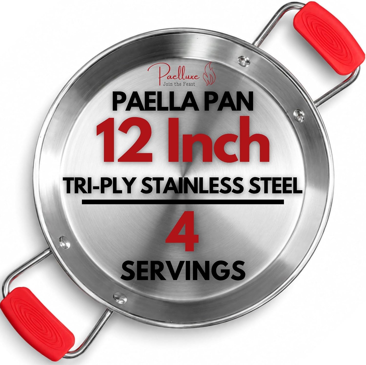 Paelluxe 12" Stainless Steel Paella Pan - 4 Servings