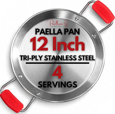 Paelluxe 12" Stainless Steel Paella Pan - 4 Servings