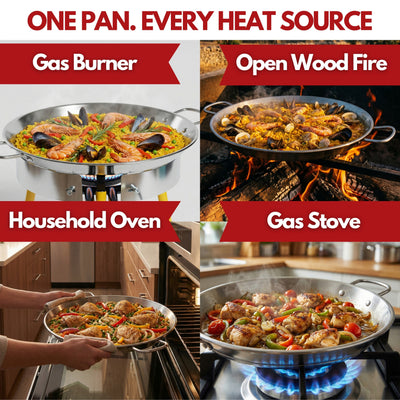 Paelluxe 16" Stainless Steel Paella Pan