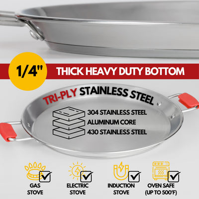 Paelluxe 16" Stainless Steel Paella Pan
