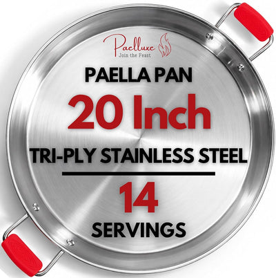 Paelluxe 20" Stainless Steel Paella Pan - 14 Servings