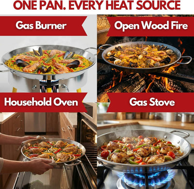 Paelluxe 12" Stainless Steel Paella Pan - 4 Servings