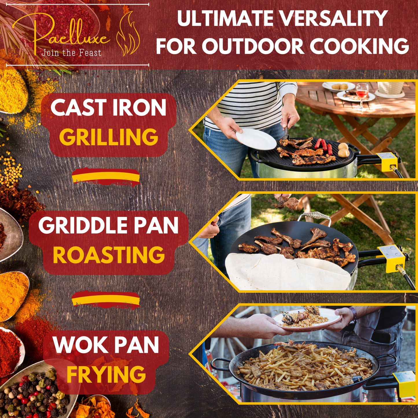 Paelluxe 24 Inch Paella Burner with Table Top Stand