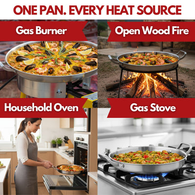 Paelluxe 13" Stainless Steel Paella Pan with Lid