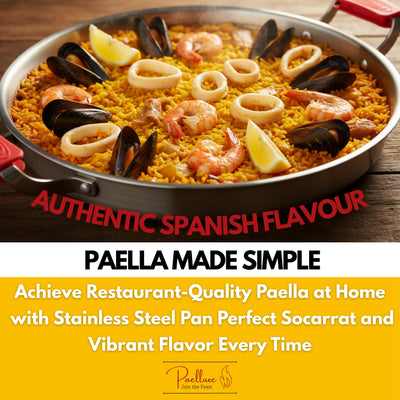 Paelluxe 13" Stainless Steel Paella Pan with Lid