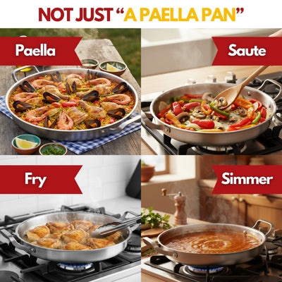 Paelluxe 13" Stainless Steel Paella Pan with Lid